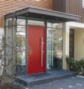 Windfang Stahl Glas Konstruktion