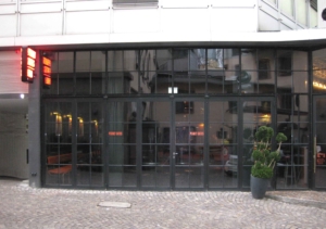 wärmegedämmte Sprossen Stahlfassade mit Faltwand Industrial Look