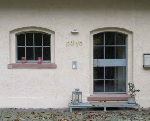 Stahl-Glastür mit Bogen und Sprossen