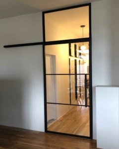 Schiebetür Loft-Industriedesign Stahl-Glas schwarz